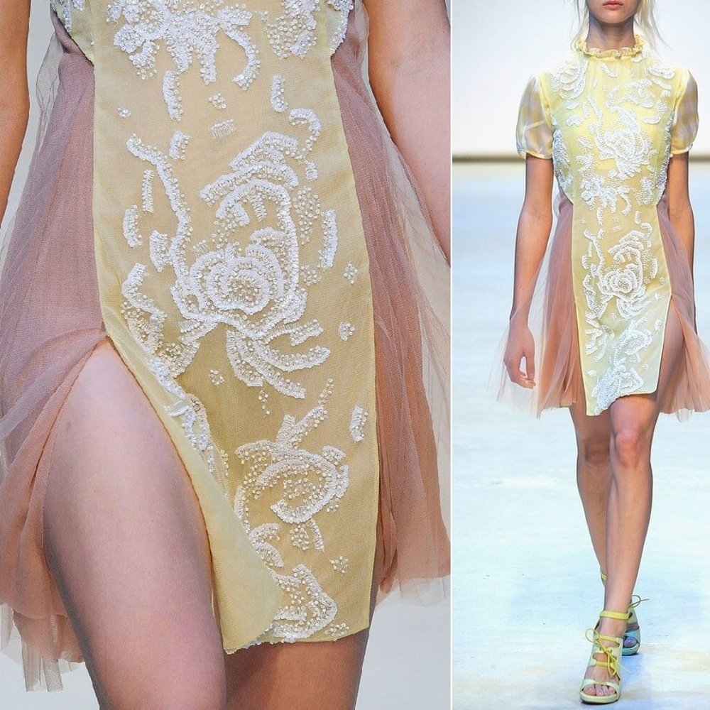 NWOT CHRISTOPHER KANE YELLOW DRESS FLORAL SEQUINS